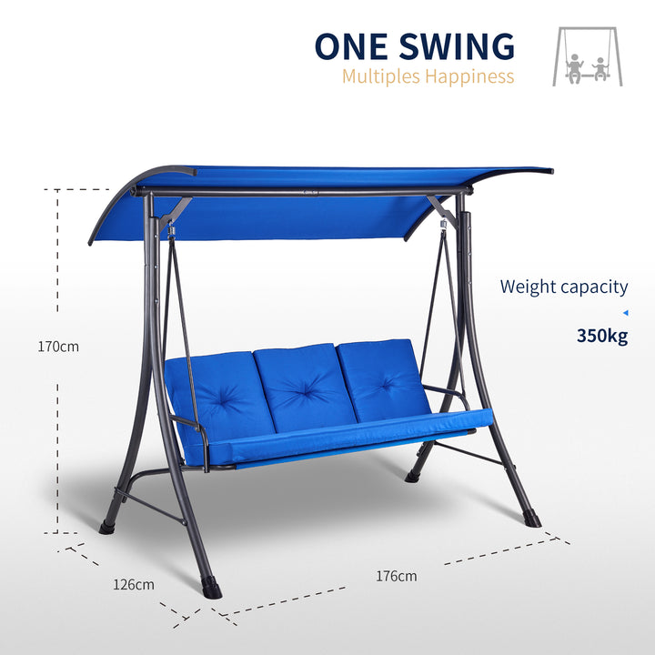 Bigtree 3-Person Blue Swing Chair Glider Outdoor Patio